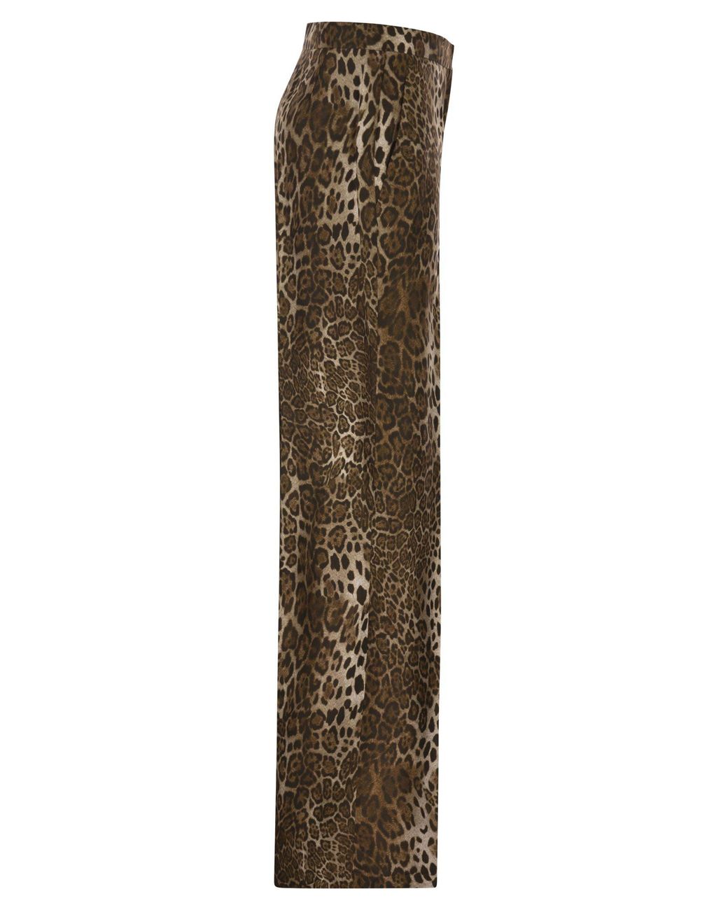Max Mara Brown Maxmara Studio Mstromana – Silk Trousers With Animal Print