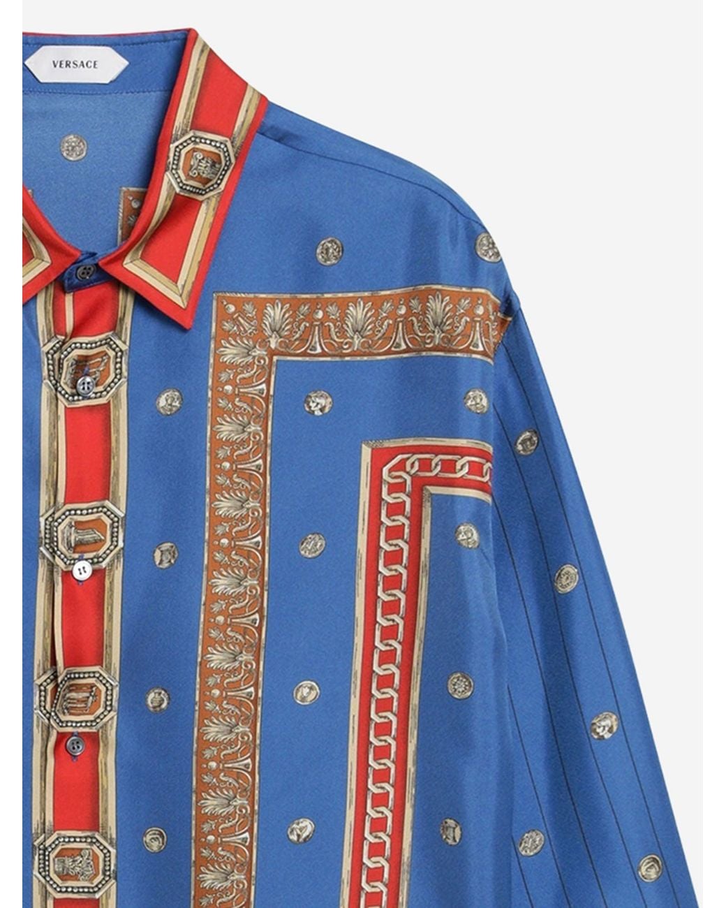 Versace Zijden Overhemd Met De Circusdirecteur-print in het Blue voor heren