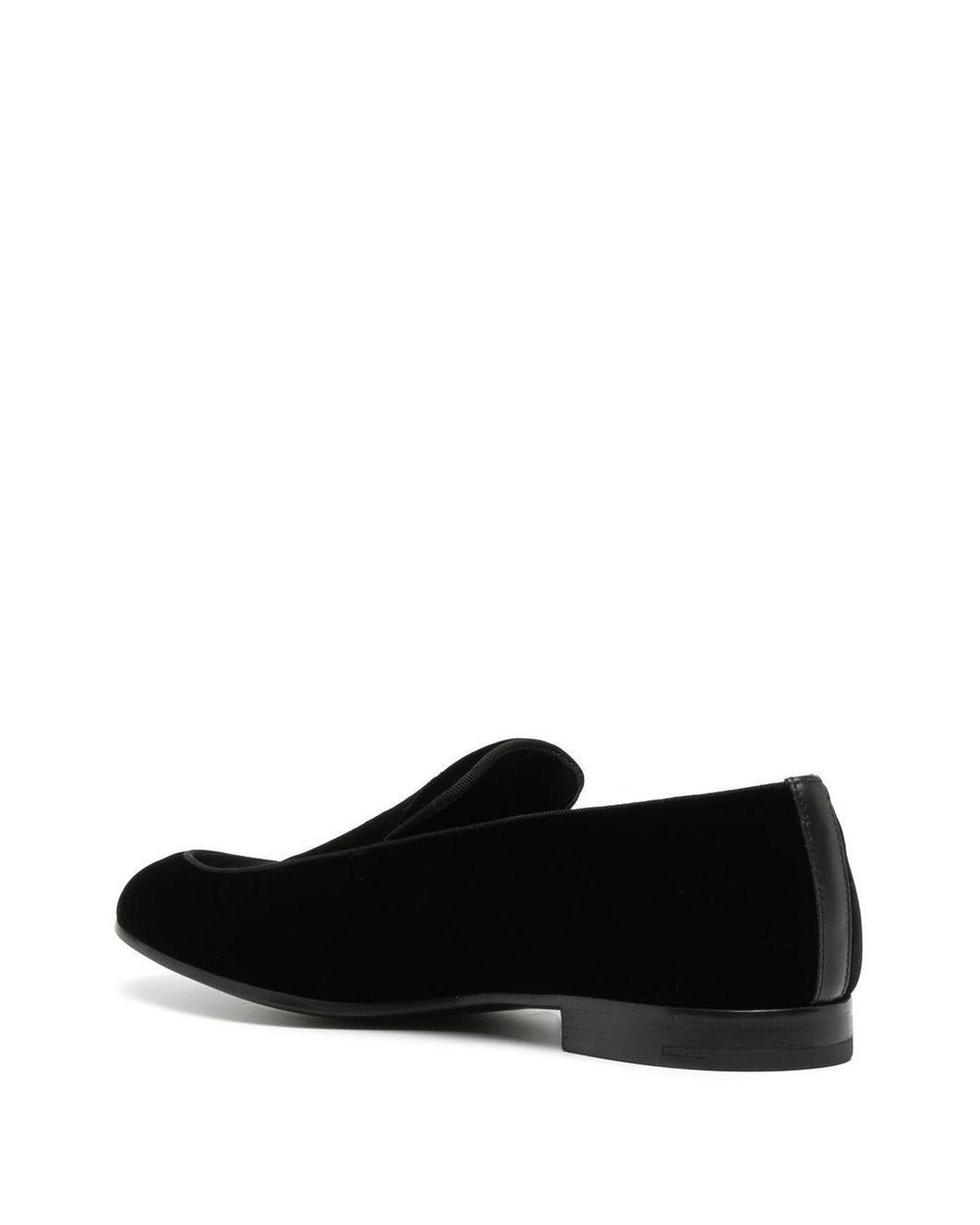 Giorgio Armani Black Embroidered Logo Velvet Loafers