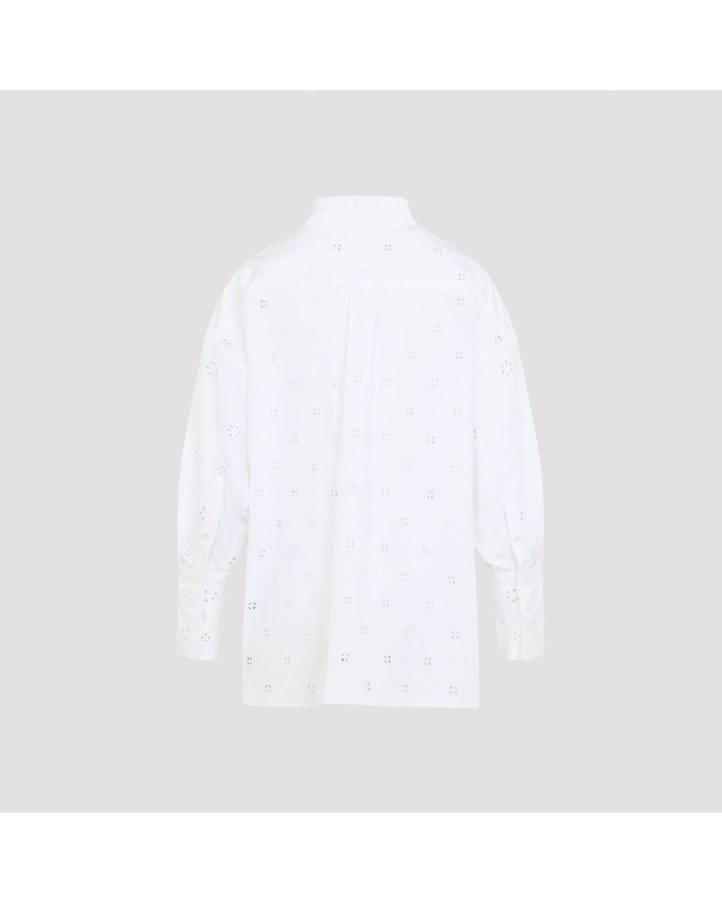 Céline White Embroidered Cotton Button-Up Shirt