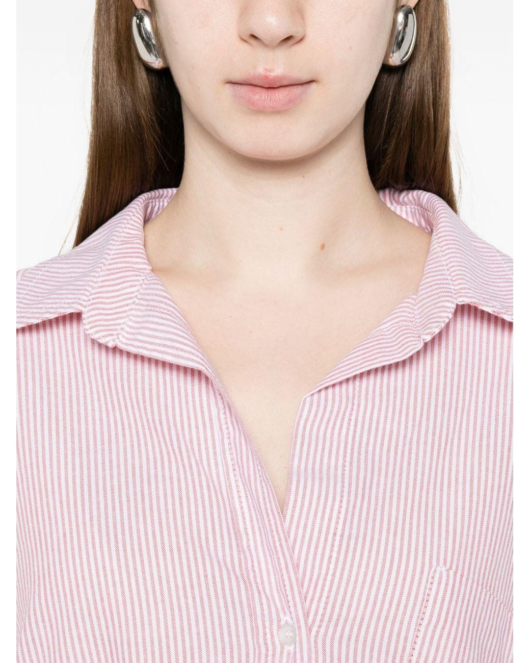 White Sand Pink Striped Cotton Shirt