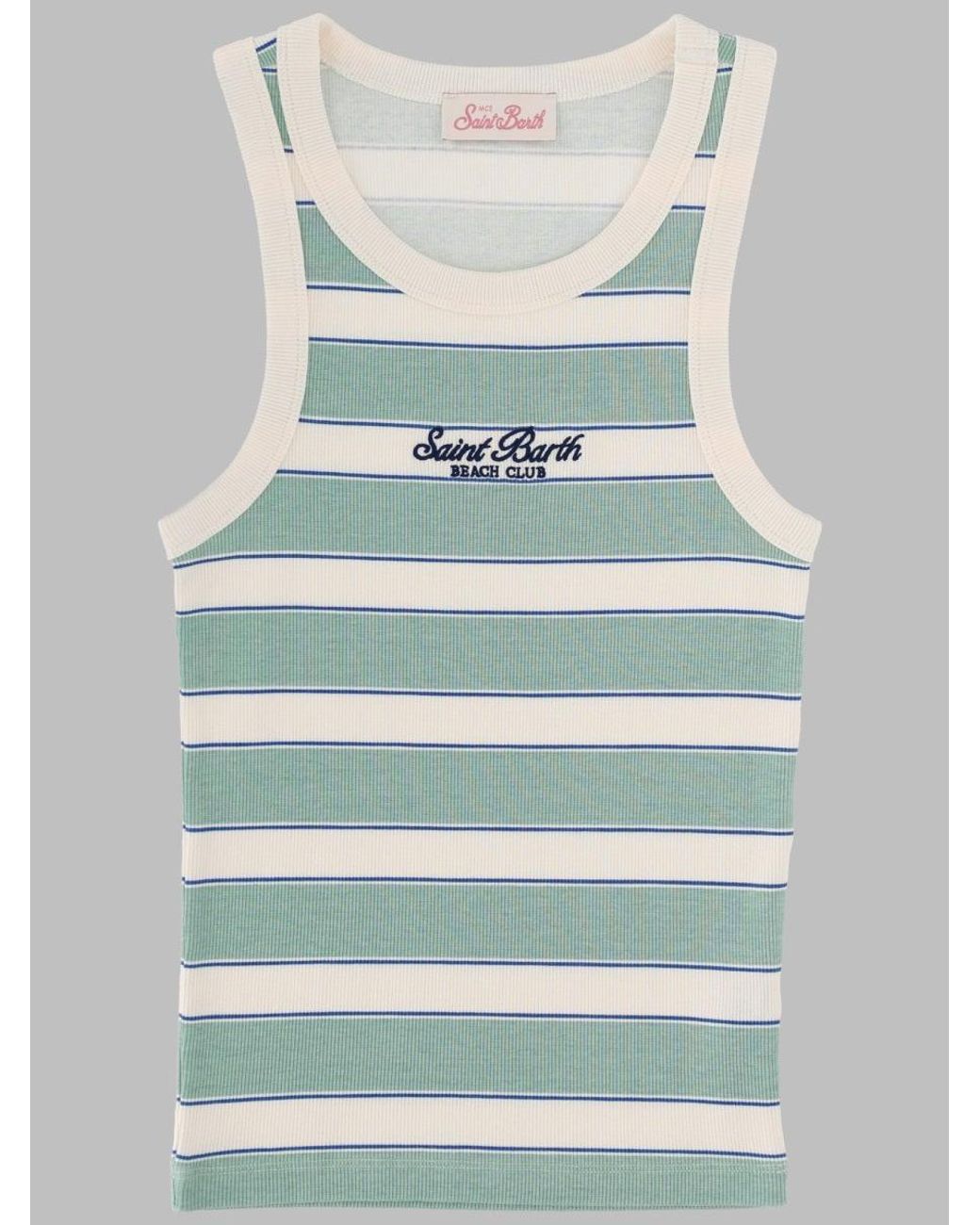 Mc2 Saint Barth Blue Tank Top "Ada" Con Logo
