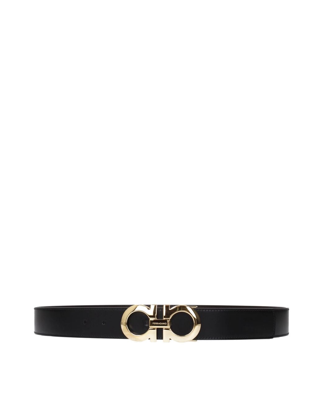 Ferragamo Black Belt Leather/Hickory