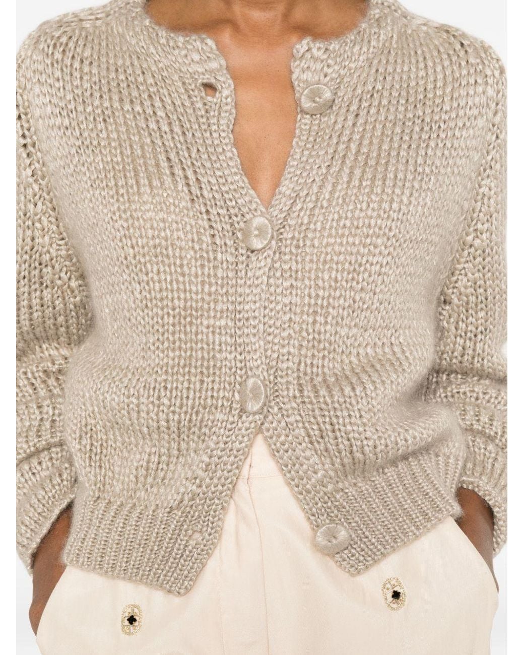 Forte_forte Natural Cashmere Blend Kitted Cardigan