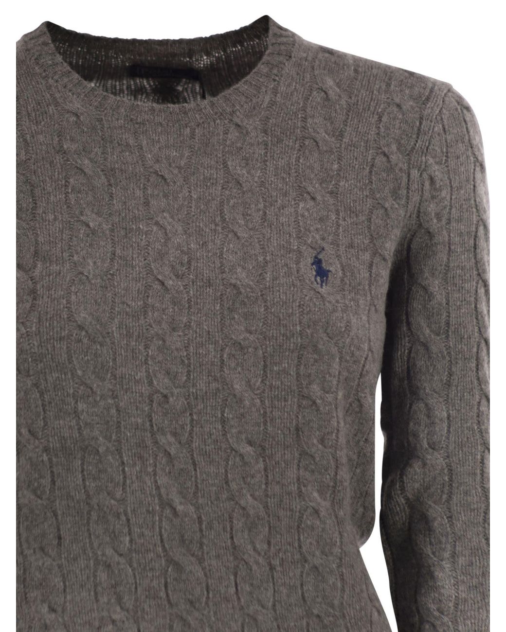 Polo Ralph Lauren Gray Plaited Wool And Cashmere Crew-Neck