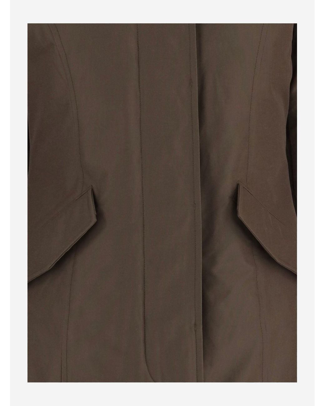Woolrich Brown Hooded Cotton Blend Jacket