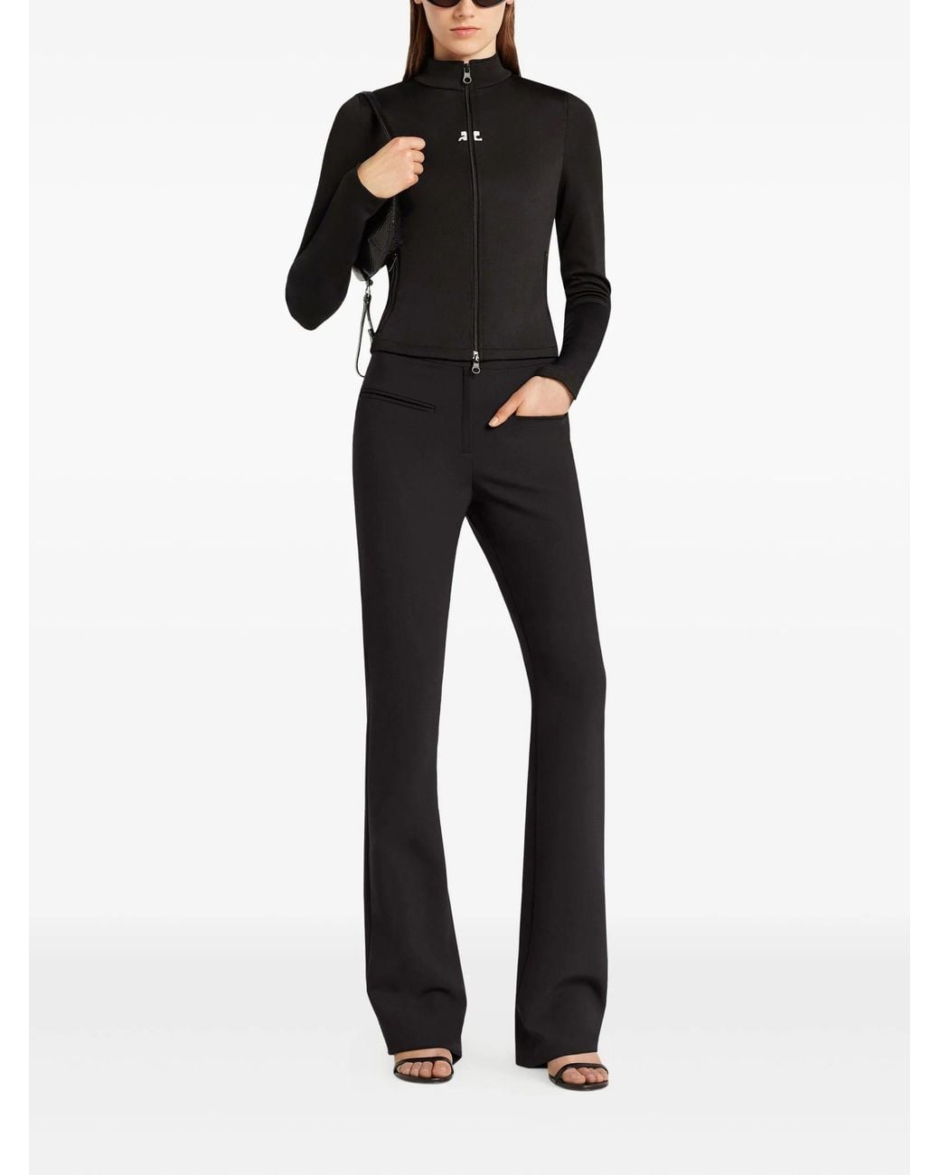 Courreges Black Biker Tracksuit Interlock Jacket