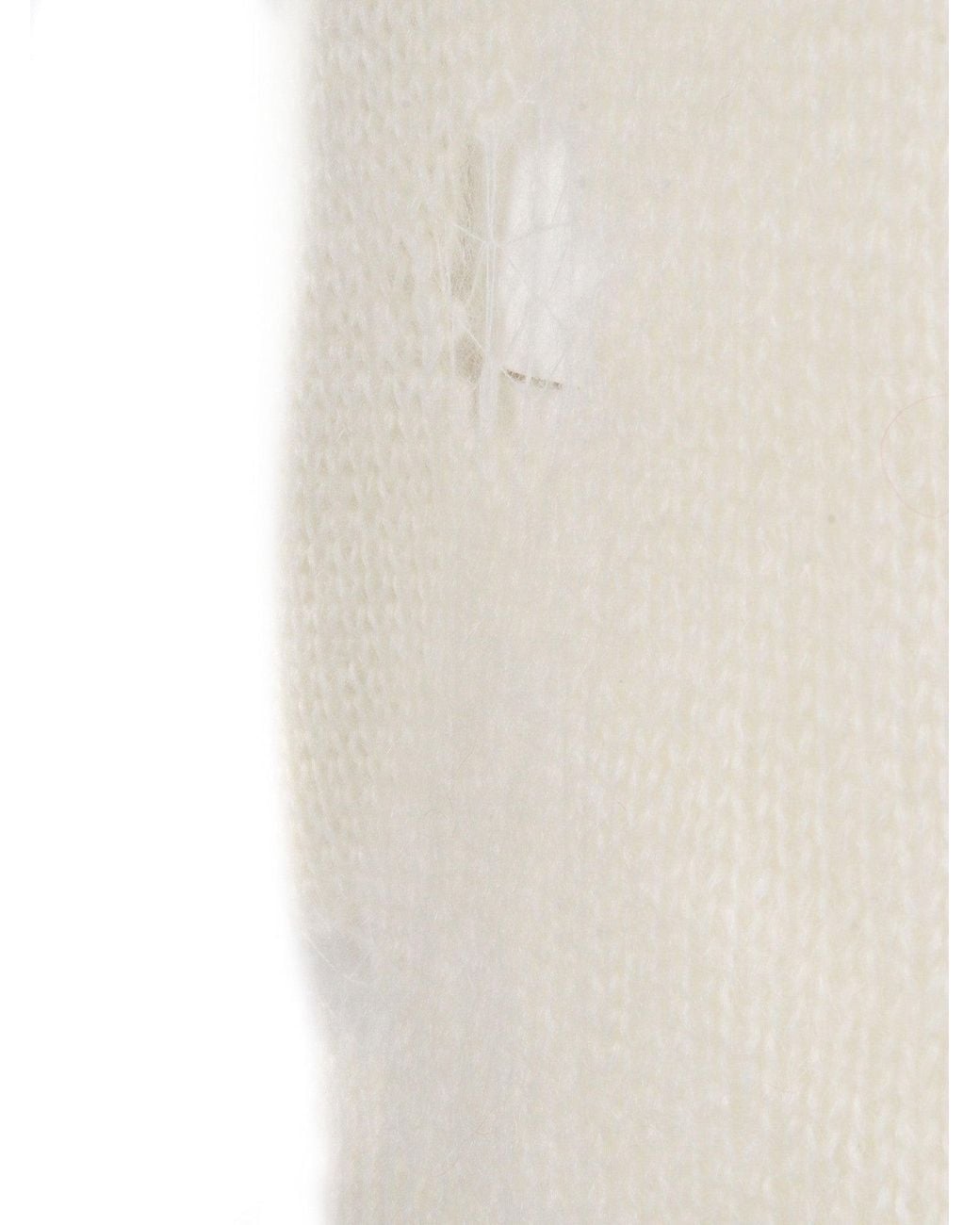 Fabiana Filippi Natural Lightweight Mohair Blend Sweater With Openwork Design
