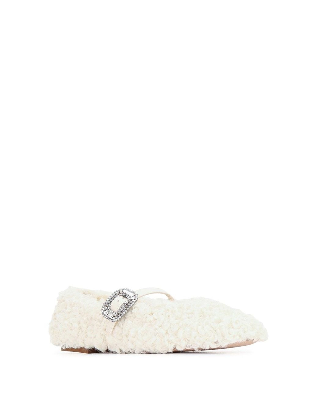 Roger Vivier White Round-Toe Ballet Flats