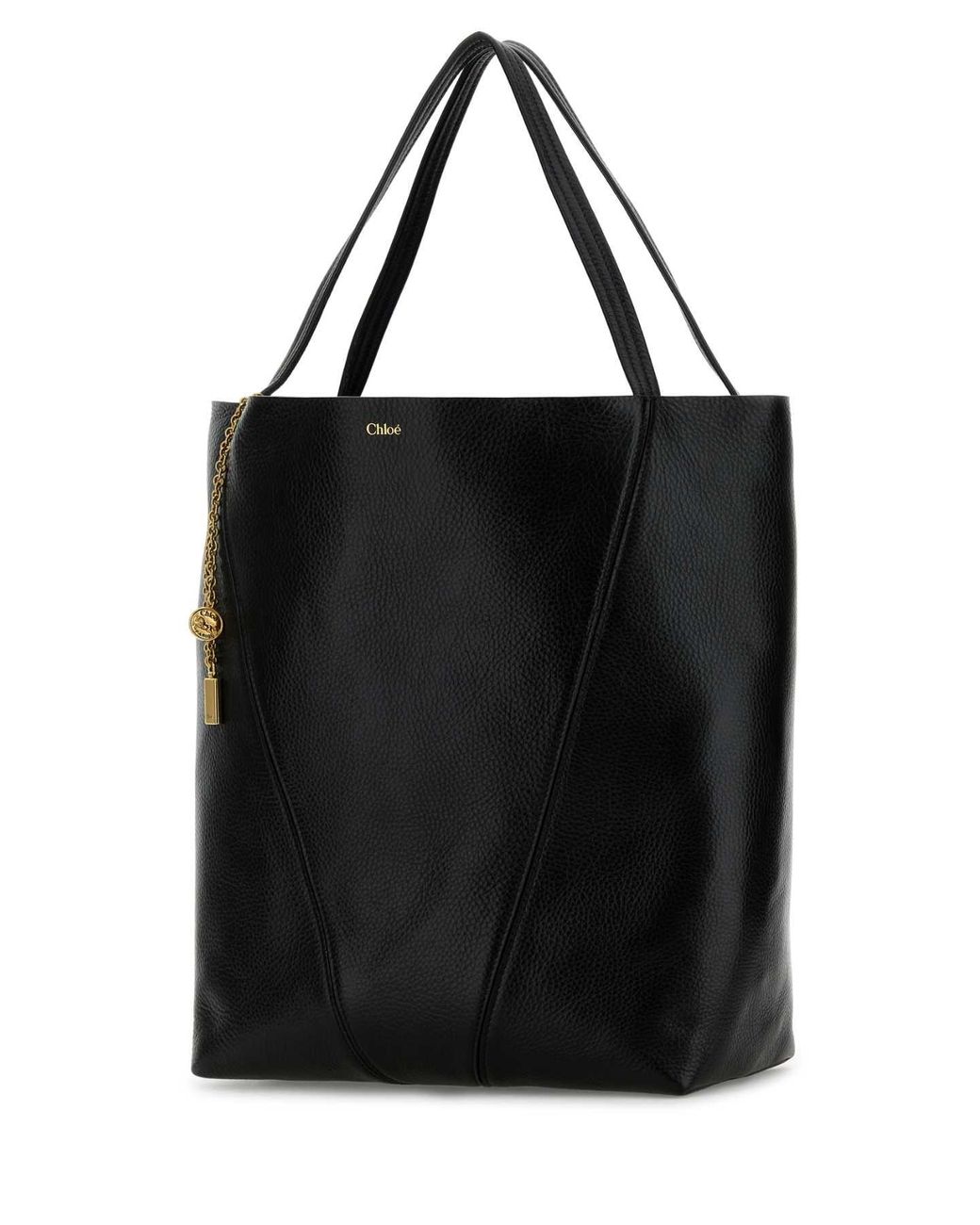Chloé Black Leather Large Spin Shopping Bag