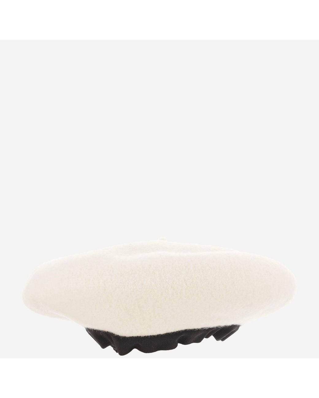 Patou Natural Wool Beanie With Grosgrain Bow
