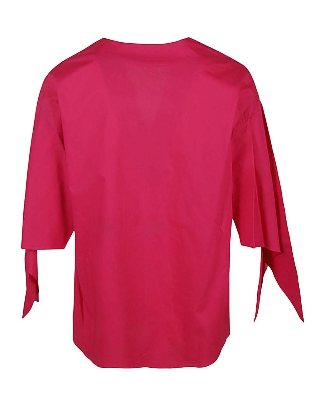 Psophia Red Cotton V Neck Top