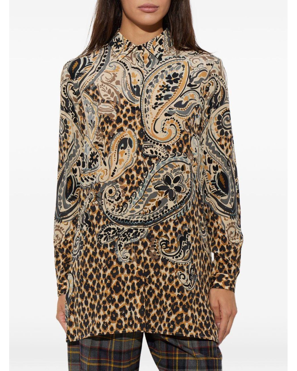 Etro White Printed Silk Shirt