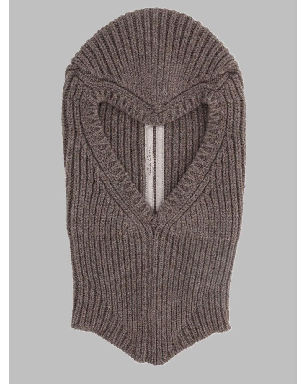 Rick Owens Gray Balaclava Porterville Cashmere Hat for men