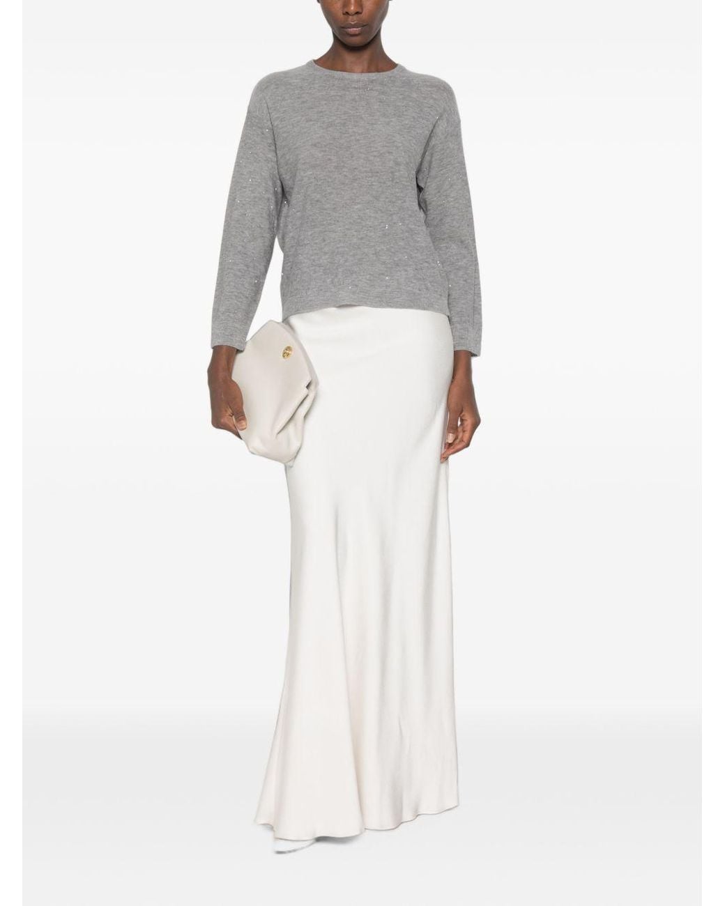 Fabiana Filippi Gray Wool Crewneck Sweater