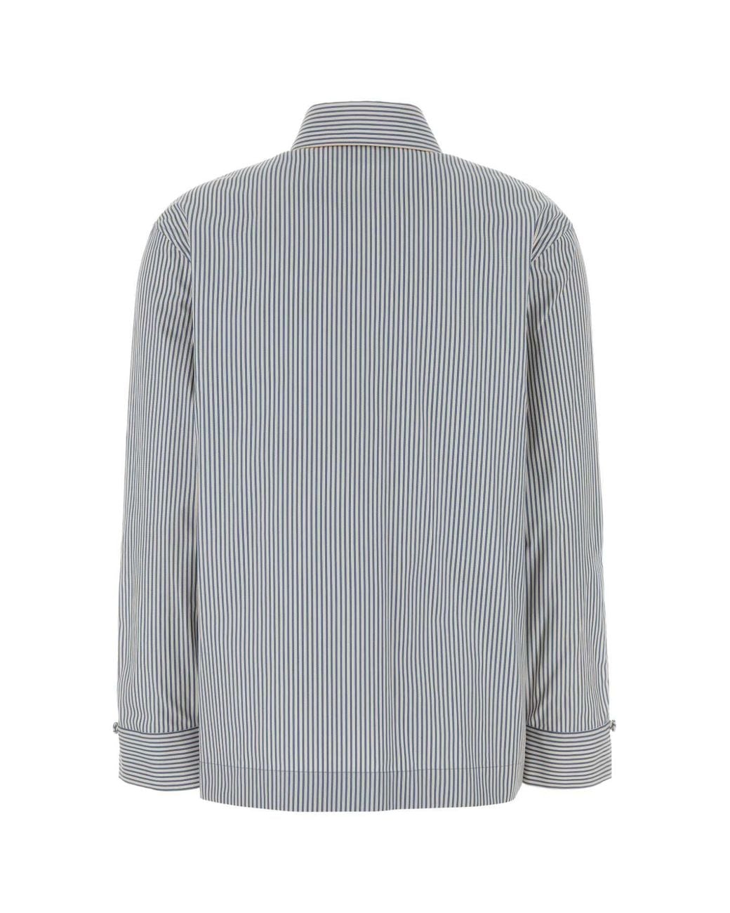 Fendi Gray Embroidered Poplin Shirt