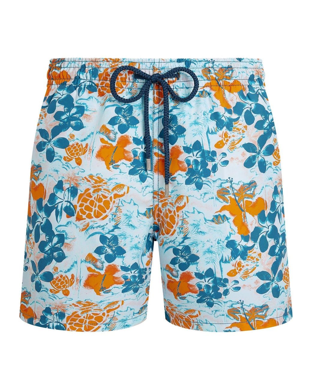 Vilebrequin Blue Recycled Polyamide Swim Shorts With Tropical Print for men