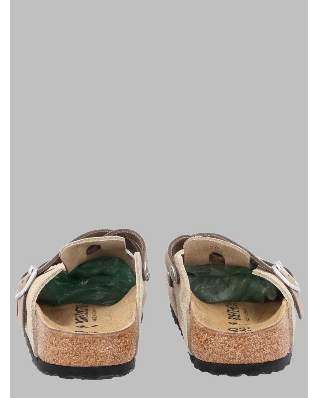 Birkenstock Natural Suede Slide Sandals With Contoured Footbed