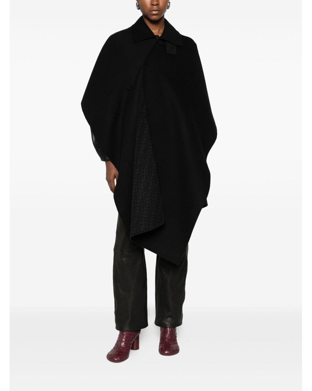 Fendi Black 'Double Wool' Cape
