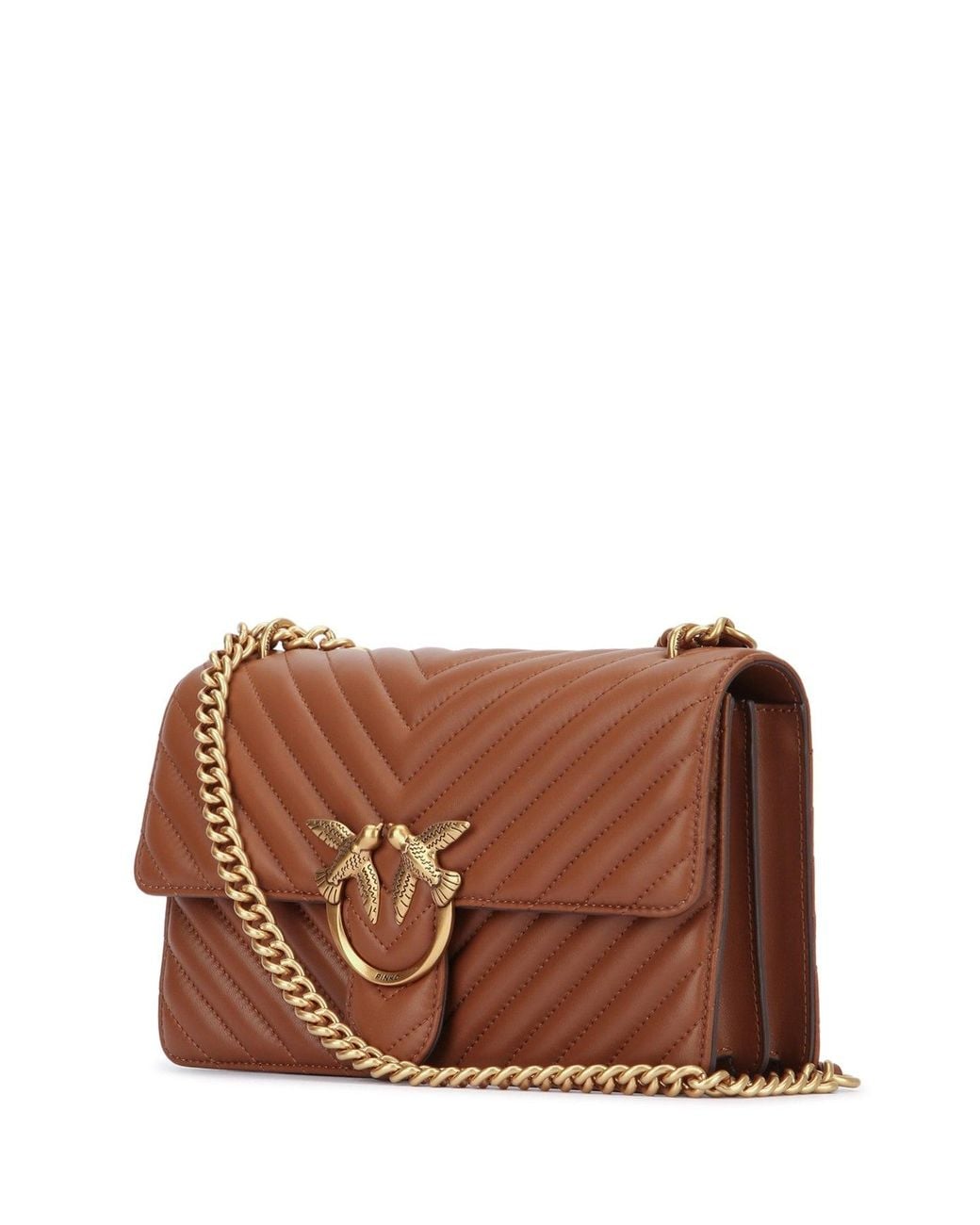 Pinko Brown Love One Classic Leather Handbag
