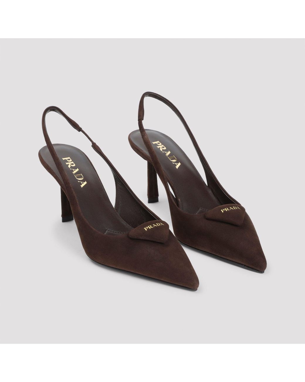 Prada Brown Leather Pumps With 8Cm Heel