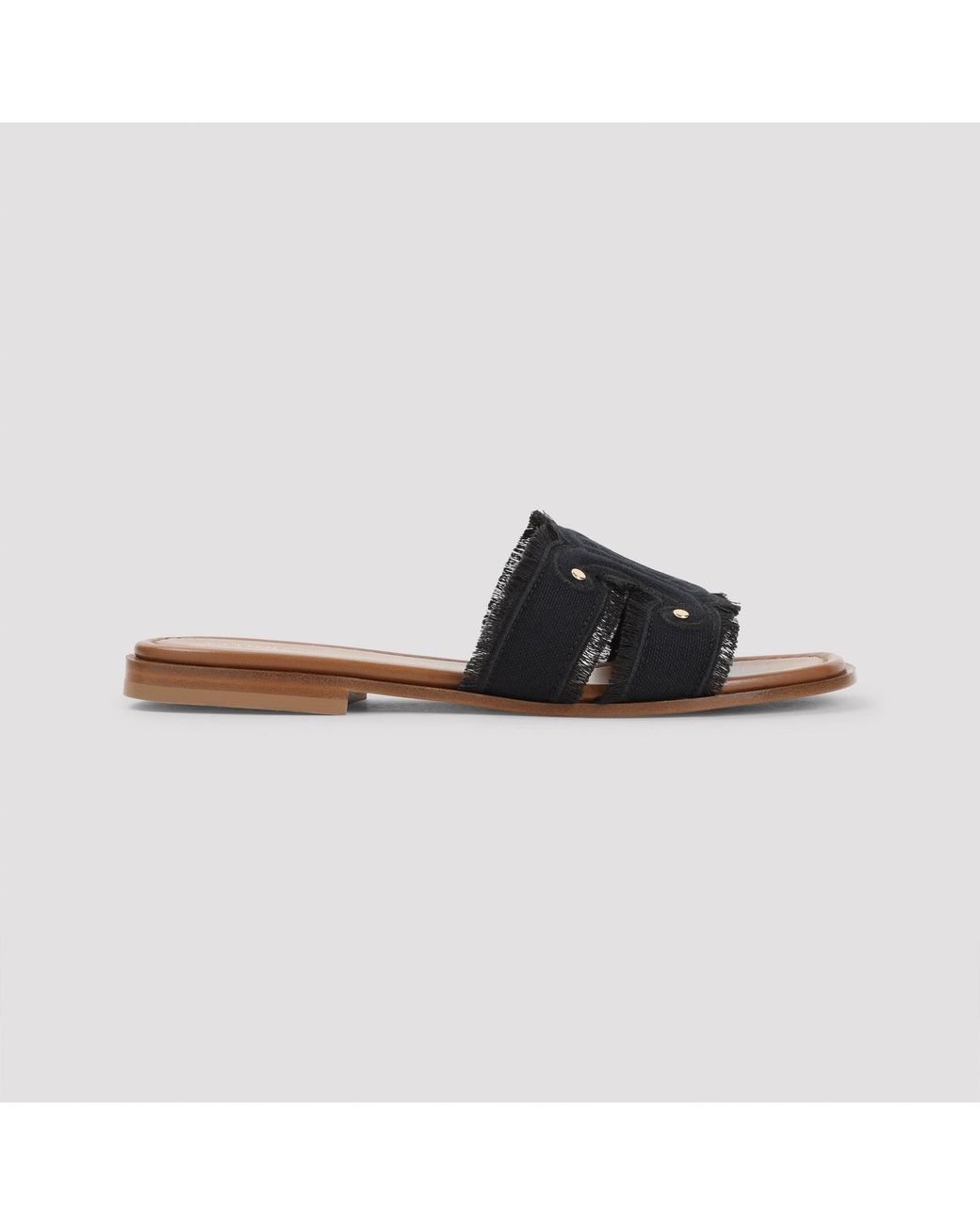 Céline Black Triomphe Mule mit Fransen