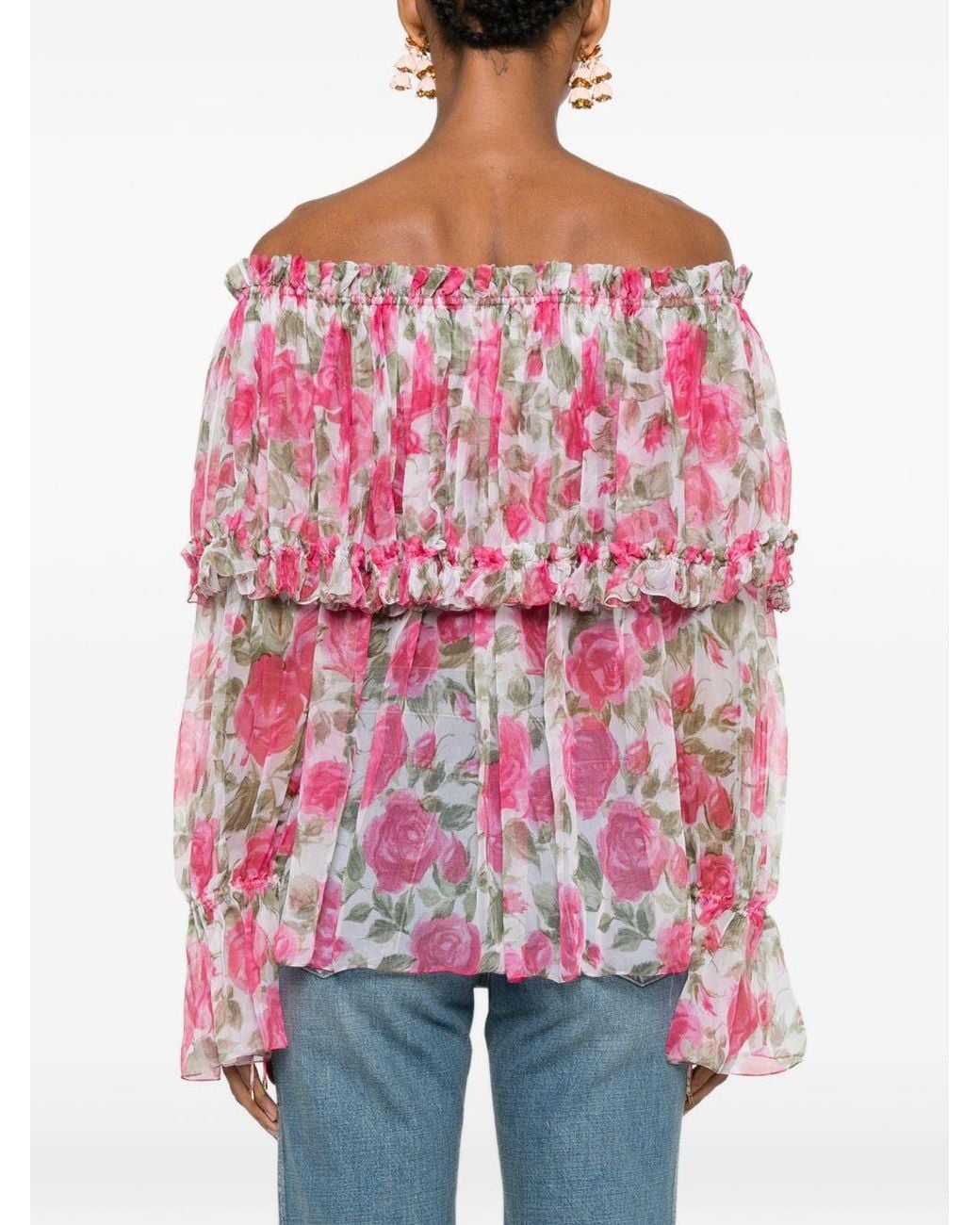Chloé Pink Printed Silk Blouse