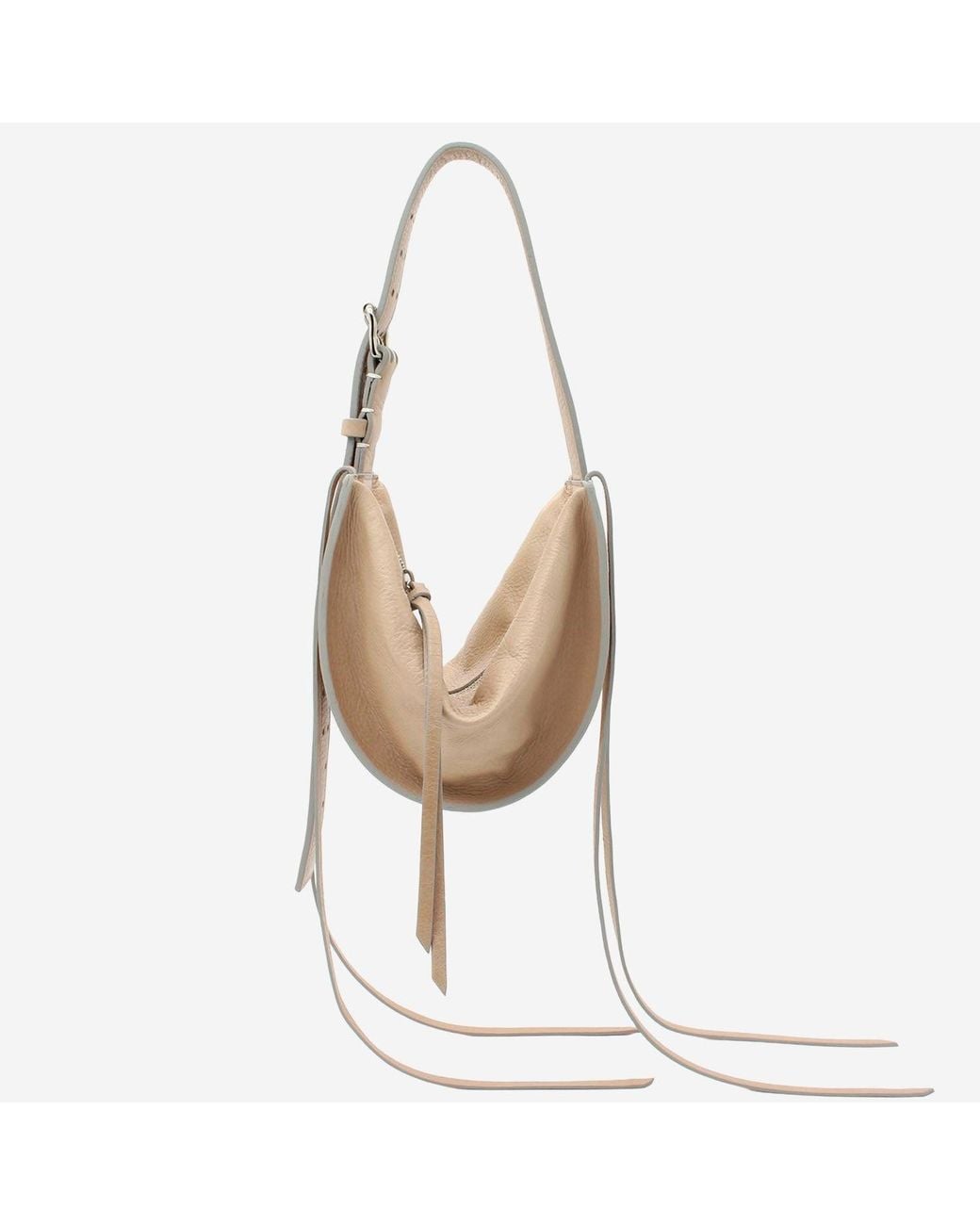 RADICA STUDIO White Hammock Style Bag With Textured Leather Fringe