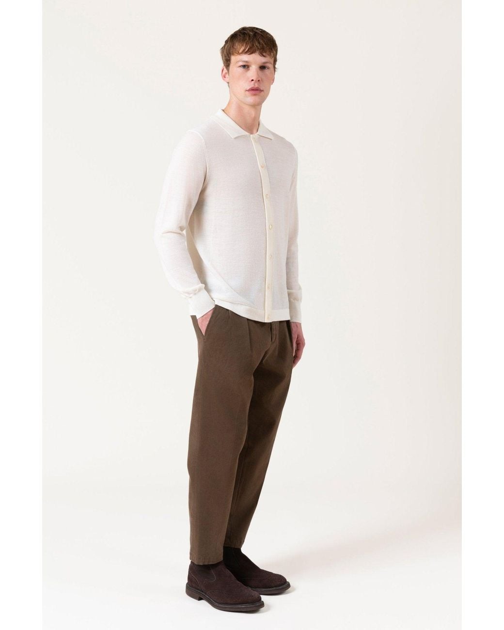 AUTORE White Merino Wool Cardigan