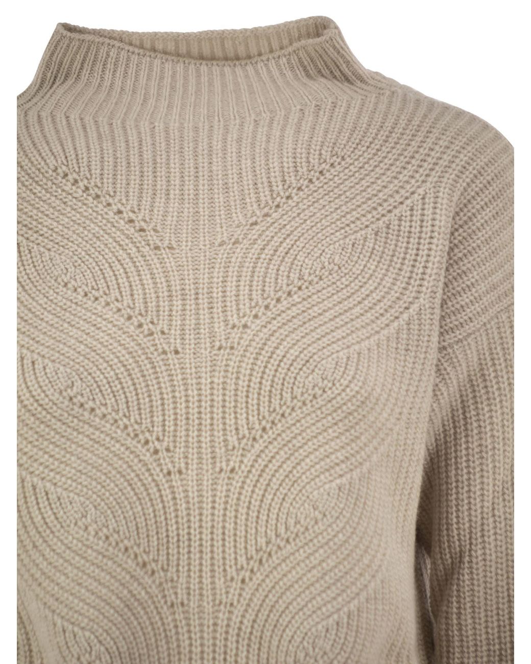 Herno Natural Pure Wool Jumper With Textured Knit And High Neck