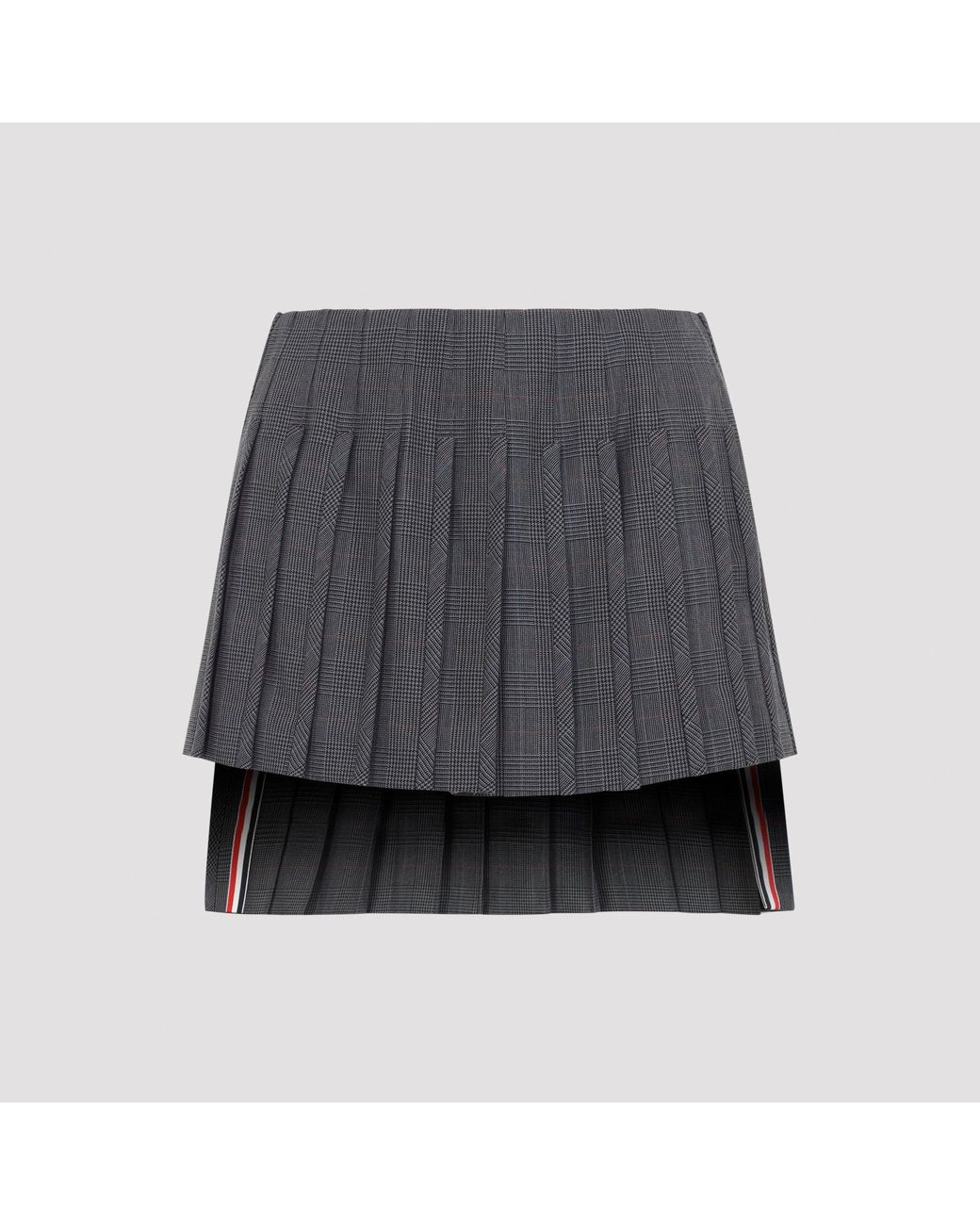 Thom Browne Black Low Rise Mini Narrow Pleated Skirt