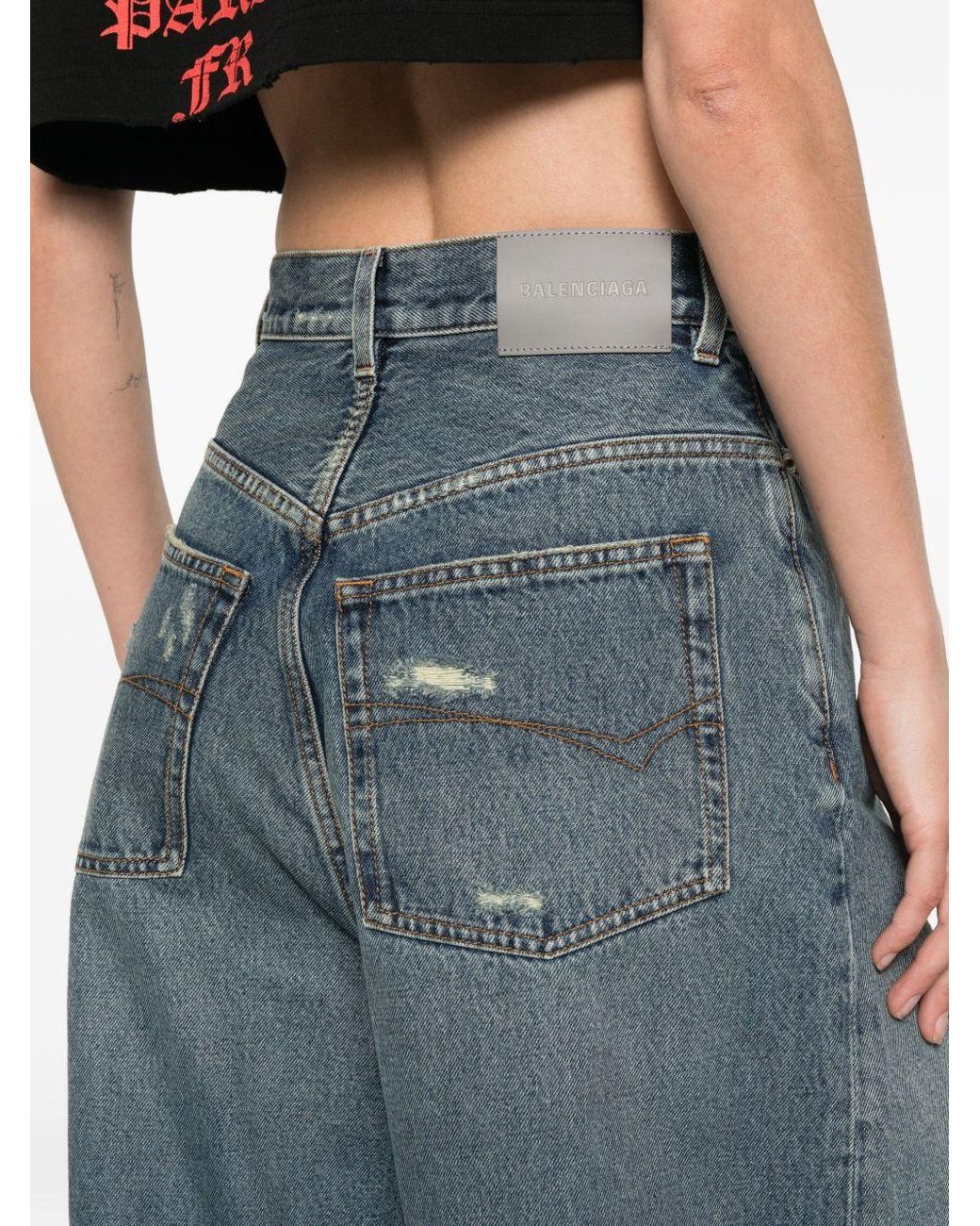 Balenciaga Blue Super High Waist Wide Jeans