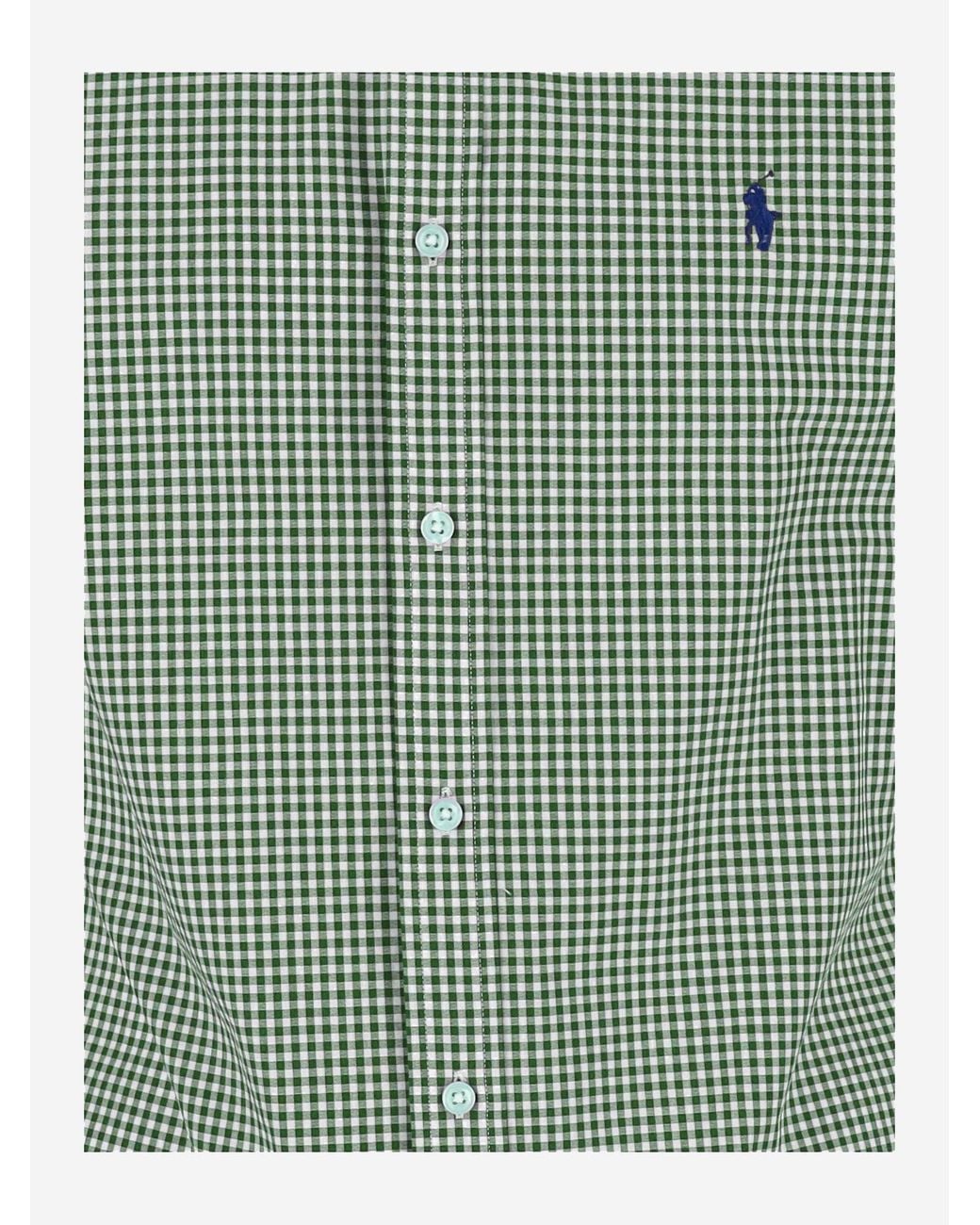 Polo Ralph Lauren Green Checked Shirt Stretch Cotton for men