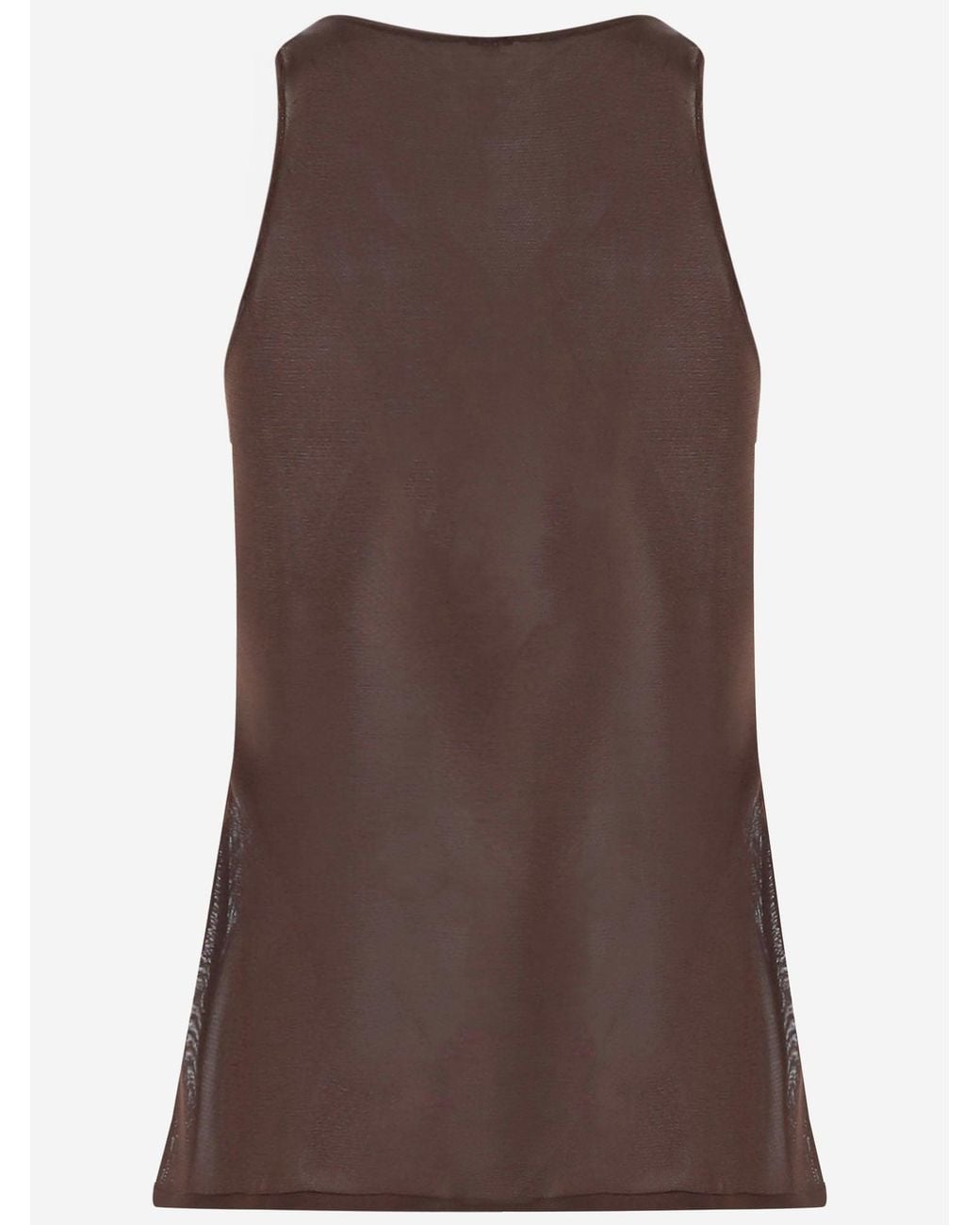 Balmain Brown Viscose Top With Lace V Neck