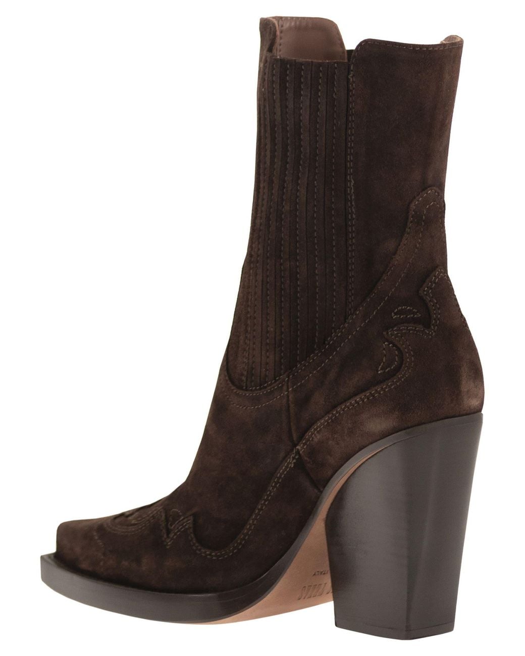 Paris Texas Brown Dallas Embroidered Ankle Boot 100 Suede Western Ankle Boots