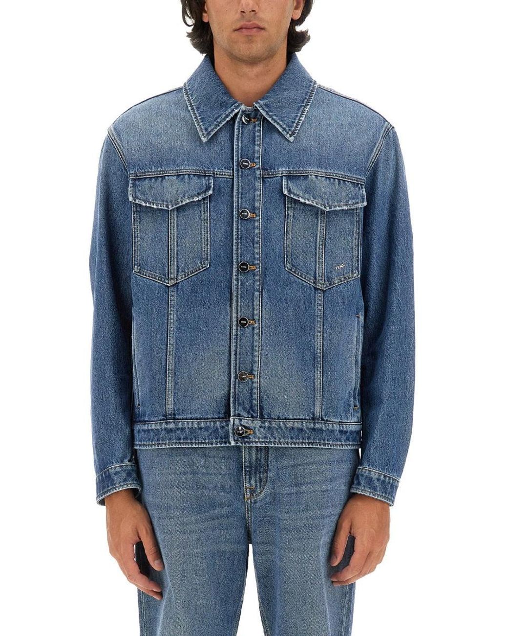 Fendi Blue Denim Jacket for men