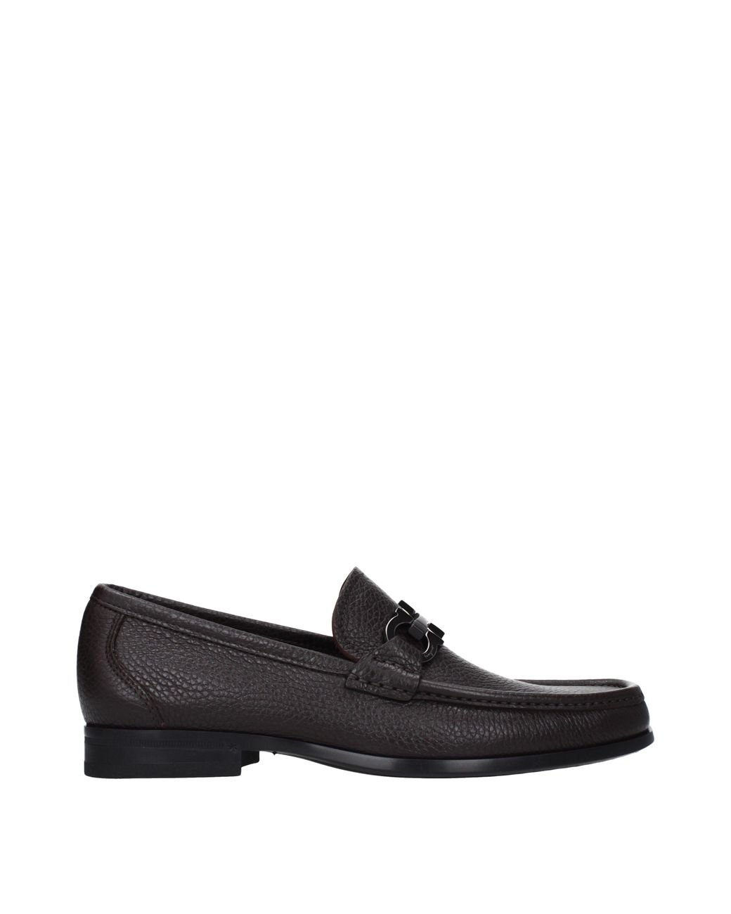 Ferragamo Black Grandioso Moccasins/Hickory Leather