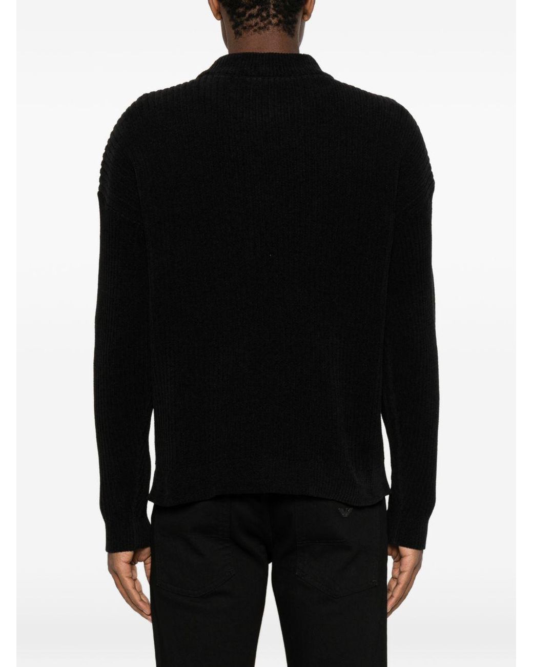 Emporio Armani Black Cotton Crewneck Sweater