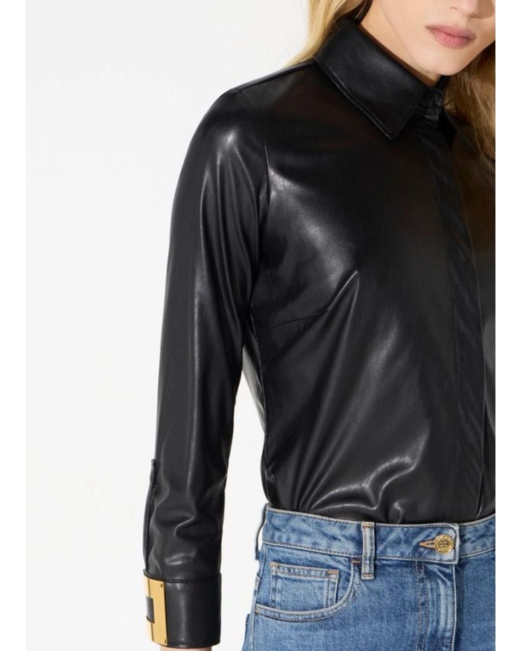 Elisabetta Franchi Black Shirt With Jewel Logo