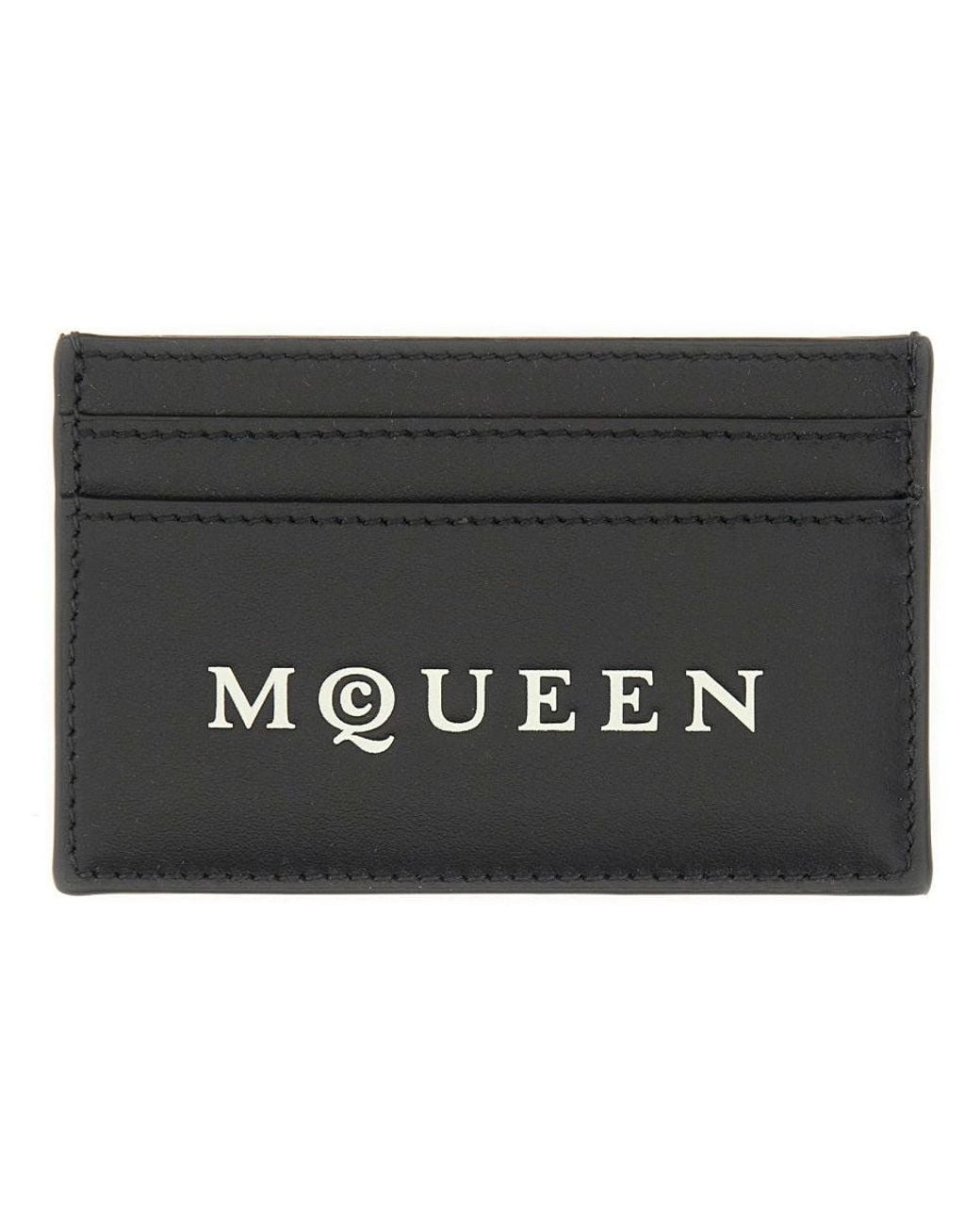 McQueen Black Card Holder With Logo for men