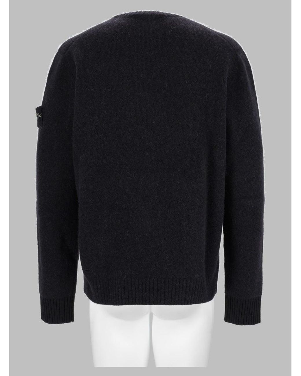 Stone Island Black Alpaca-Virgin Wool Blend Crewneck Sweater for men