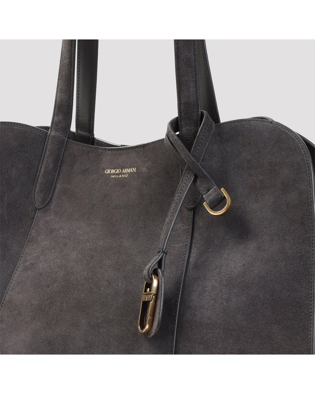 Giorgio Armani Black Carbon Suede Shoulder Bag