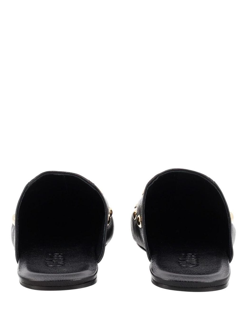 Chloé Black Susanna Buckle-Details Studded Flat Pumps