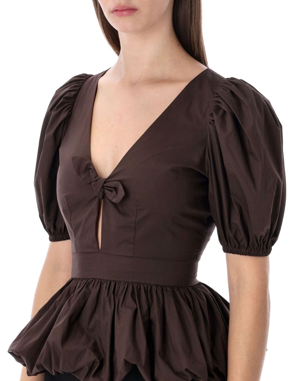 ROTATE BIRGER CHRISTENSEN Black Puff-sleeve Bubble Top