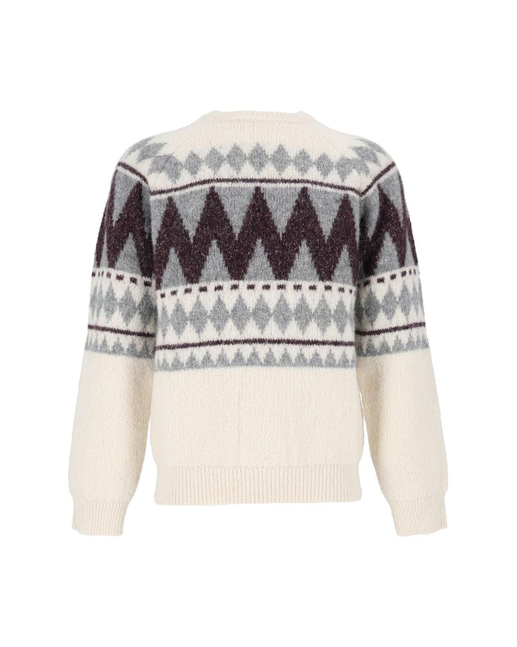 Peserico White Textured Geometric Pattern Knit Sweater for men