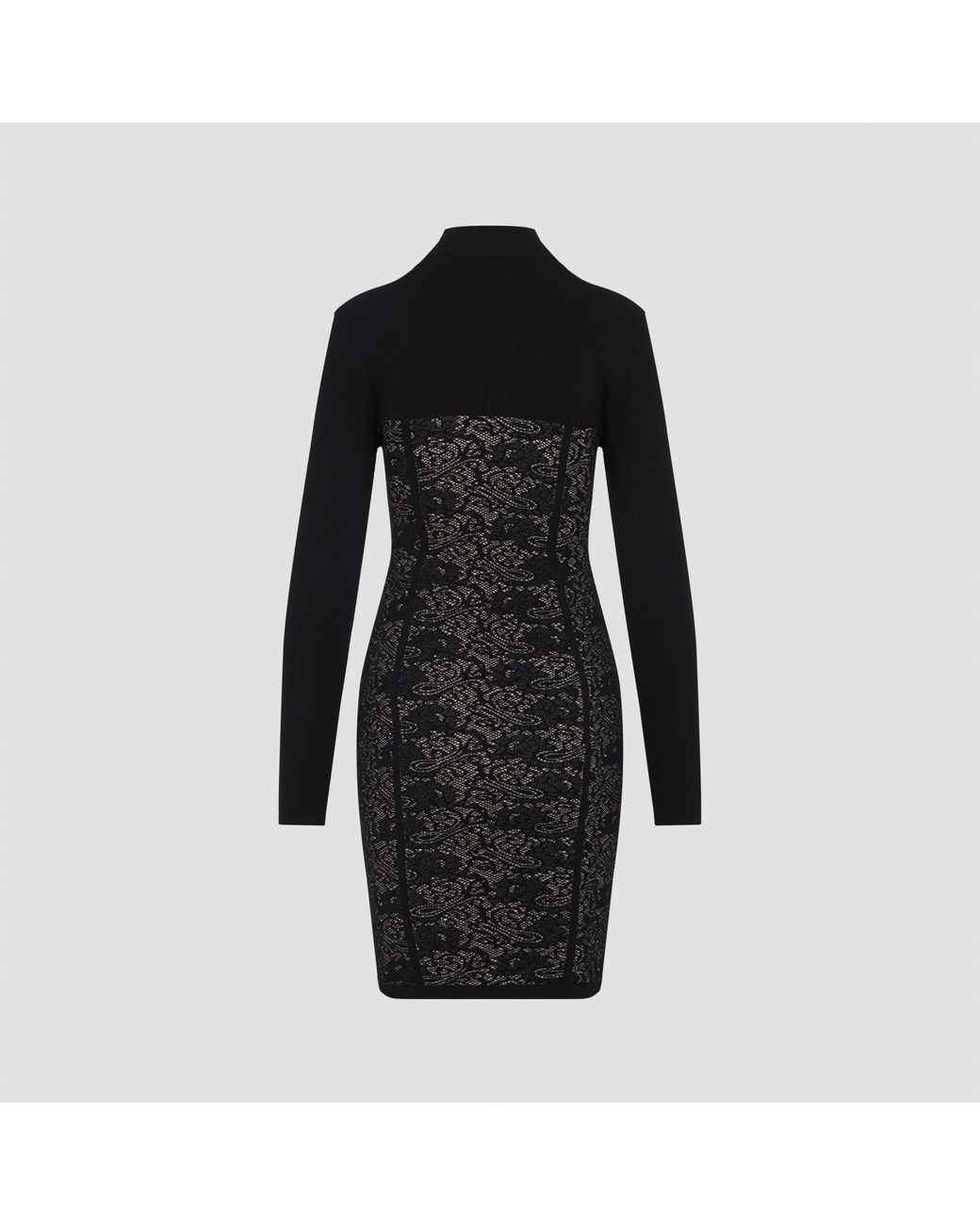 Elisabetta Franchi Black Nero Pelle Knit Lace Dress
