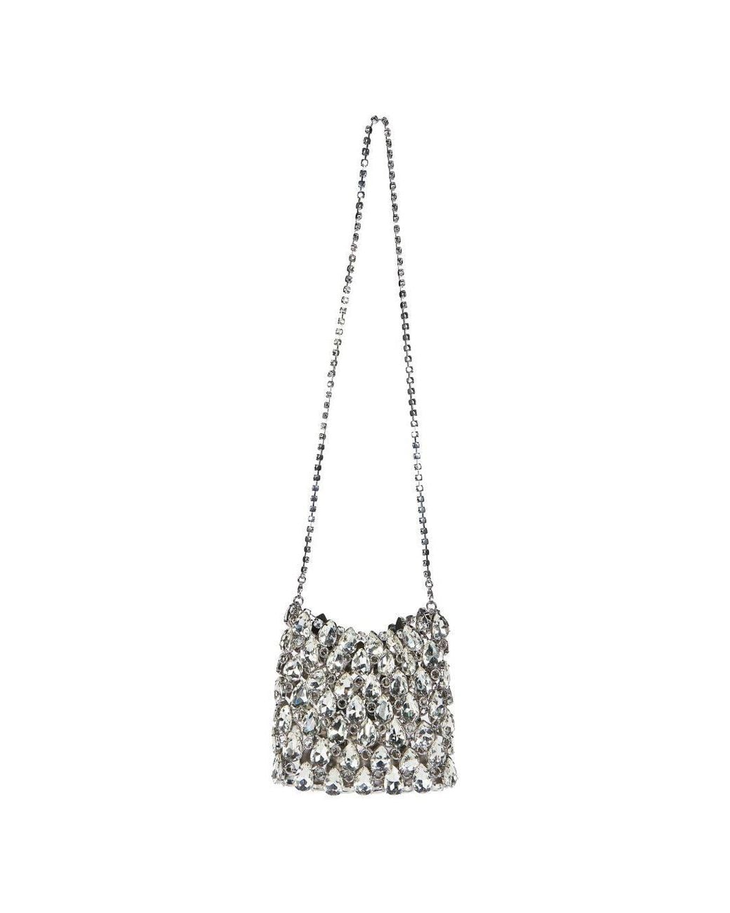 Self-Portrait White Crystal Embellished Clutch