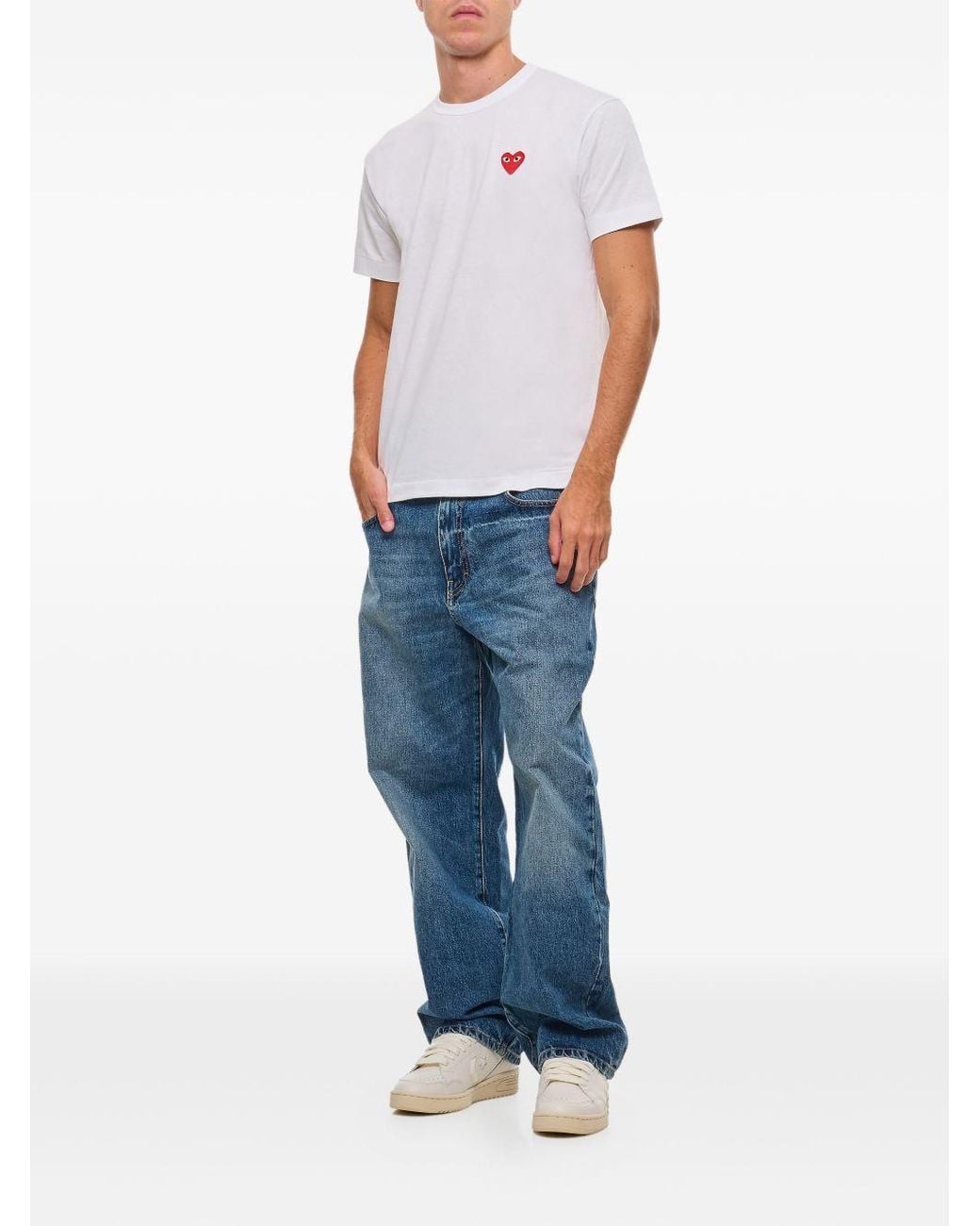 Comme des Garçons White Heart Cotton T Shirt
