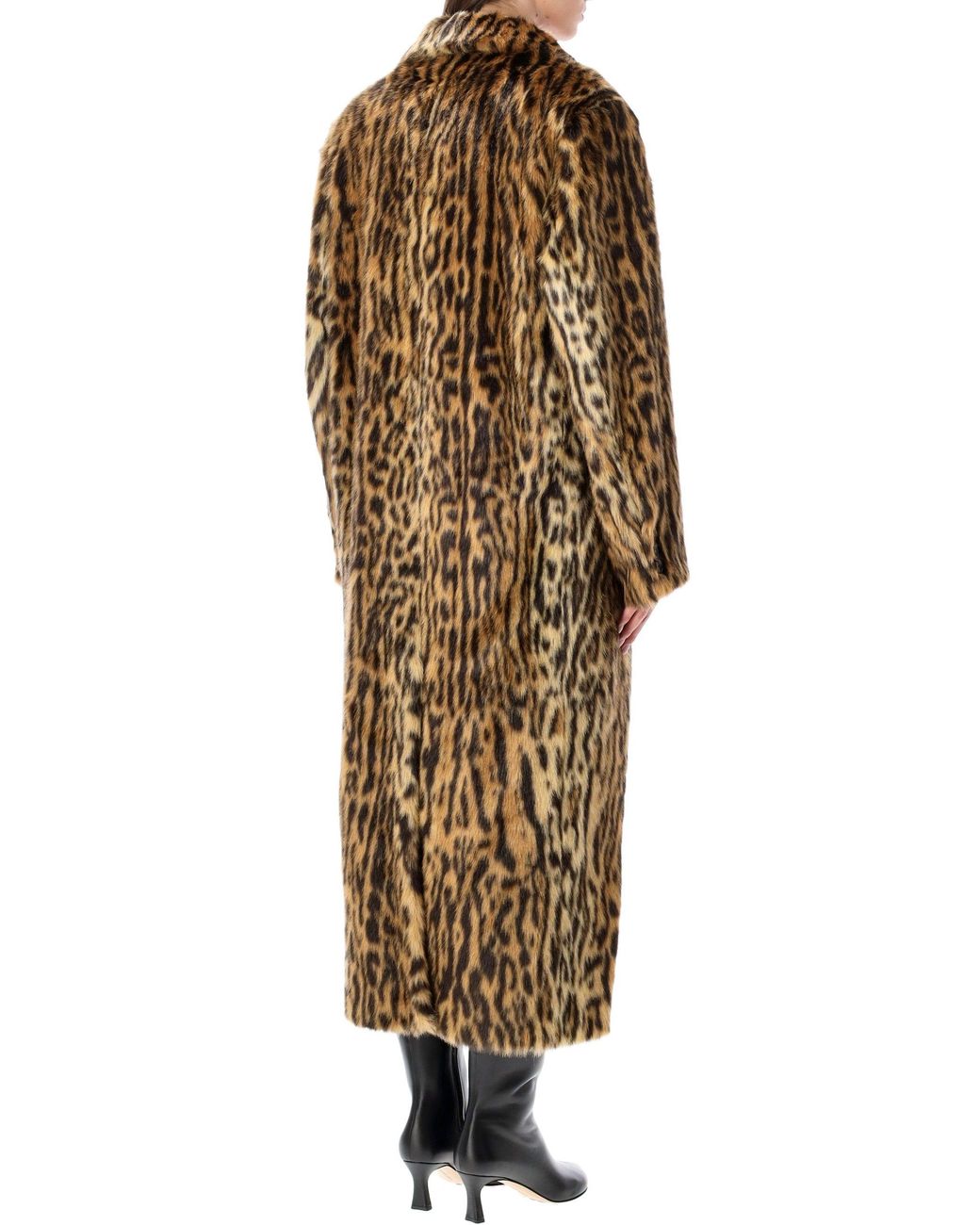 Stand Studio Metallic Long Animalier Faux Fur Coat