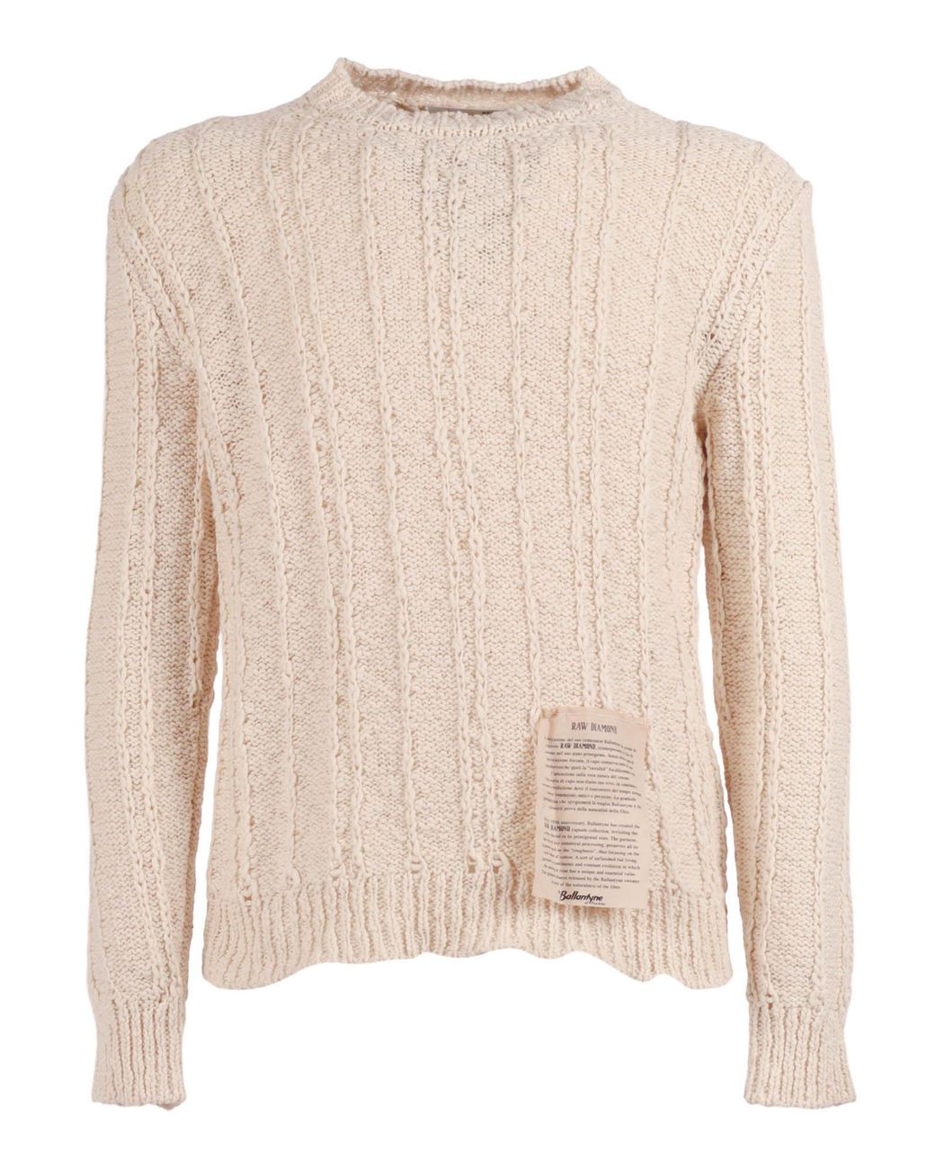 Ballantyne Natural R Neck Pullover Cotton Crewneck for men